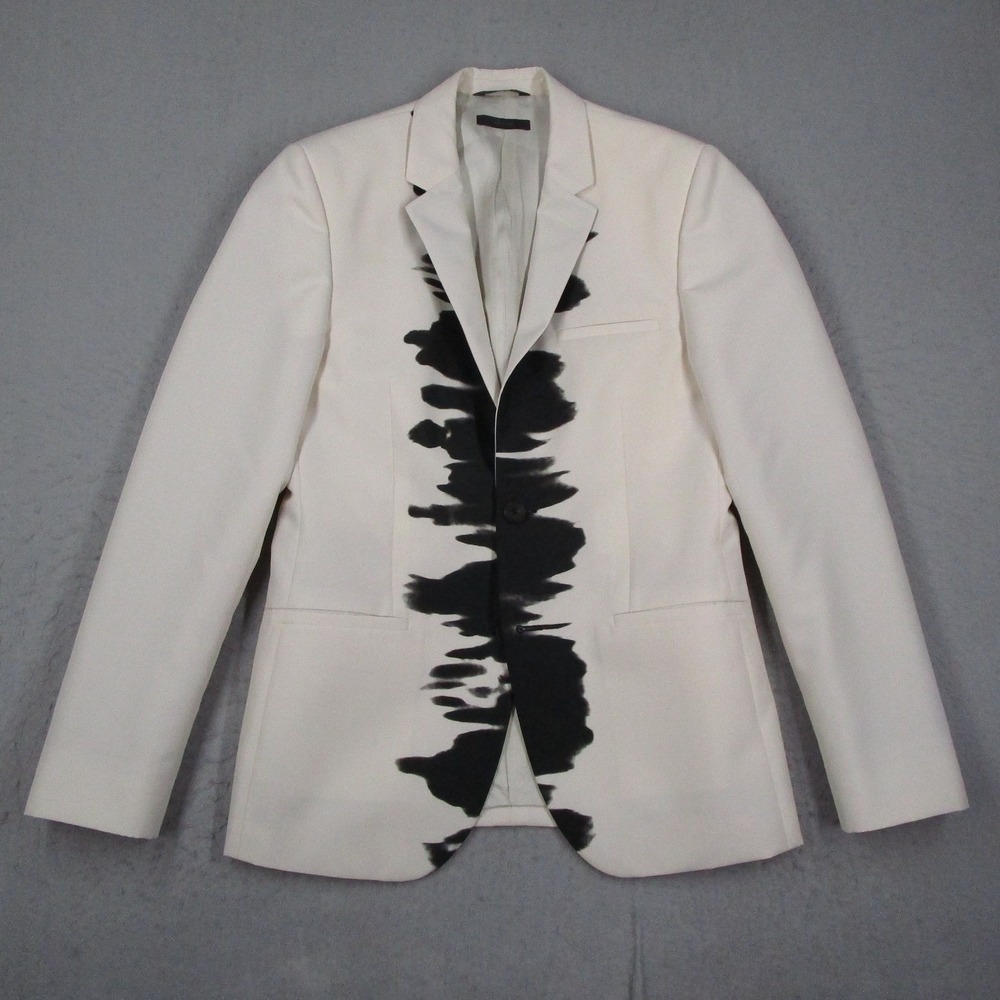 Calvin Klein Collection Suit Mens 46 IT White Black Ink Blot Italy